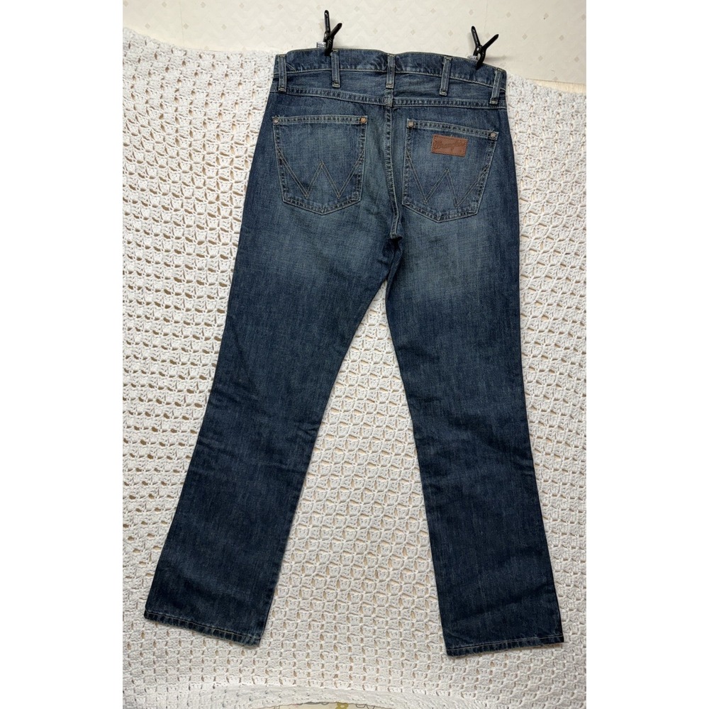 Wrangler Slim Boot Jeans Men 32x34 Fits 33x31 Dark Blue Denim Western 100%Cotton